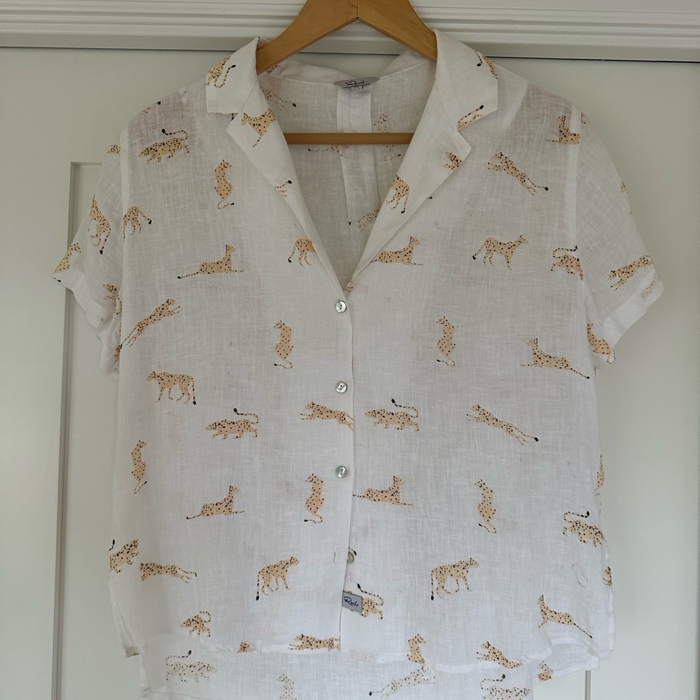 Rails short sleeve button down top